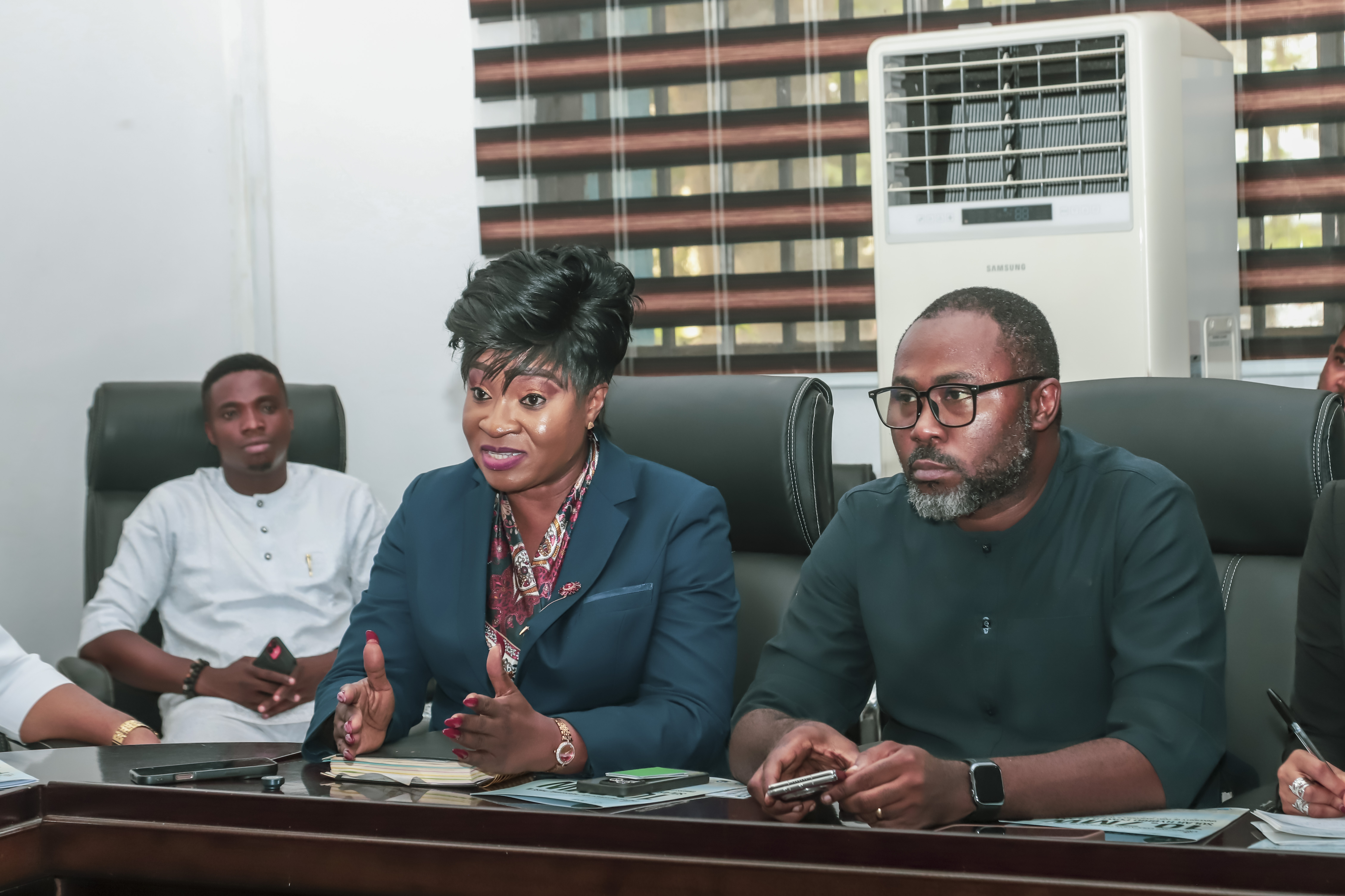 The Assistant Director, Ministry of Finance, Dr. Oyebola Akande and the African Development Bank (AfDB) Task Team lead, Engr. Chigoziri Egeruoh during a courtesy visit to Vice chancellor of University of Portharcourt, and Joint inspection to EEP phase III project site in the institution.